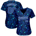 Custom Name and Number Navy Royal-Aqua 3D Pattern Baseball Jersey - Personalized Authentic Team Apparel Personalized Navy