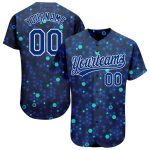 Custom Name and Number Navy Royal-Aqua 3D Pattern Baseball Jersey - Personalized Authentic Team Apparel Personalized Navy