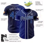 Custom Name and Number Personalized Baseball Jersey - Navy Royal-Gray Authentic Gradient Design Personalized Navy Royal-Gray