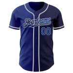 Custom Name and Number Personalized Baseball Jersey - Navy Royal-Gray Authentic Gradient Design Personalized Navy Royal-Gray