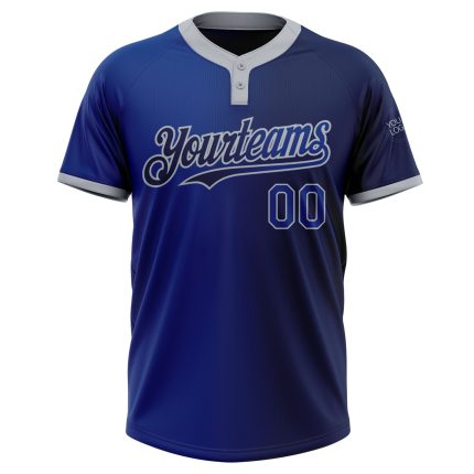 Custom Name and Number Unisex Softball Jersey - Personalized Navy Gray Gradient Two-Button Fashion Top Personalized Navy