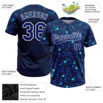Custom Name and Number Unisex 3D Pattern Two-Button Softball Jersey in Navy Royal and Light Blue Personalized Navy Royal-Light