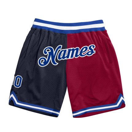 Custom Name Number Basketball Shorts Authentic Throwback Navy Royal Maroon Fashion Split Design  Team Apparel Personalized