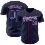 Custom Name and Number Personalized Authentic Baseball Jersey - Navy Royal-Red Team Jersey Personalized Navy Royal-Red Authentic