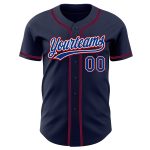 Custom Name and Number Personalized Authentic Baseball Jersey - Navy Royal-Red Team Jersey Personalized Navy Royal-Red Authentic