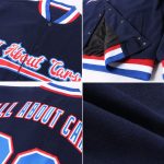 Custom Name and Number Navy Royal-Red Varsity Letterman Bomber Jacket - Personalized Full-Snap Team Jacket Personalized Navy