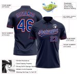 Custom Name Number Personalized Navy Royal-Red Golf Polo Shirt - Performance Vapor Team Apparel Personalized Navy Royal-Red