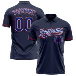 Custom Name Number Personalized Navy Royal-Red Golf Polo Shirt - Performance Vapor Team Apparel Personalized Navy Royal-Red
