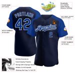 Custom Name Number Baseball Jersey Raglan Sleeves Navy Royal-White Authentic Team Apparel Personalized Navy Royal-White Authentic