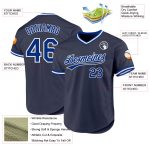 Personalized Custom Name and Number Navy Royal White Baseball Jersey - Authentic Throwback Style Personalized Navy Royal-White