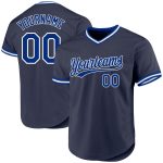 Personalized Custom Name and Number Navy Royal White Baseball Jersey - Authentic Throwback Style Personalized Navy Royal-White