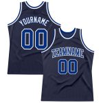 Custom Name and Number Navy White Throwback Basketball Jersey - Personalized Authentic Team Apparel Personalized Navy Royal-White