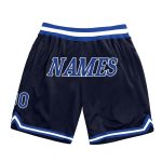 Custom Personalized Authentic Basketball Shorts with Team Name and Number - Navy Royal-White Personalized Navy Royal-White