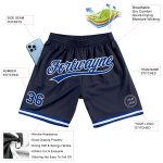 Personalized Royal-White Navy Authentic Basketball Shorts for Men and Women Personalized Navy Royal-White Authentic Throwback