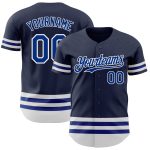 Custom Name and Number Personalized Navy Royal-White Baseball Jersey - Authentic Team Apparel Personalized Navy Royal-White
