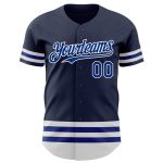 Custom Name and Number Personalized Navy Royal-White Baseball Jersey - Authentic Team Apparel Personalized Navy Royal-White