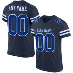 Personalized Custom Football Jersey with Team Name & Number in Navy Royal-White Mesh Personalized Navy Royal-White Mesh Authentic