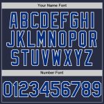 Custom Name & Number Throwback Baseball Jersey - Personalized Navy Royal-White Mesh Design Personalized Navy Royal-White