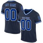 Custom Name and Number Personalized Navy and White Mesh Football Jersey - Authentic Throwback Style Personalized Navy Royal-White