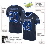 Custom Name and Number Personalized Navy and White Mesh Football Jersey - Authentic Throwback Style Personalized Navy Royal-White