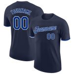 Custom Team Performance T-Shirt with Personalized Name and Number - Navy Royal-White Personalized Navy Royal-White Performance