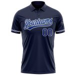 Custom Team Name and Number Personalized Navy White Performance Polo Shirt - Vapor Golf Shirt Personalized Navy Royal-White