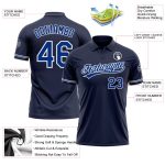 Custom Team Name and Number Personalized Navy White Performance Polo Shirt - Vapor Golf Shirt Personalized Navy Royal-White