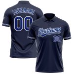 Custom Team Name and Number Personalized Navy White Performance Polo Shirt - Vapor Golf Shirt Personalized Navy Royal-White