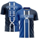 Custom Sublimation Soccer Jersey - Personalized Navy Royal-White Uniform with Name and Number Personalized Navy Royal-White