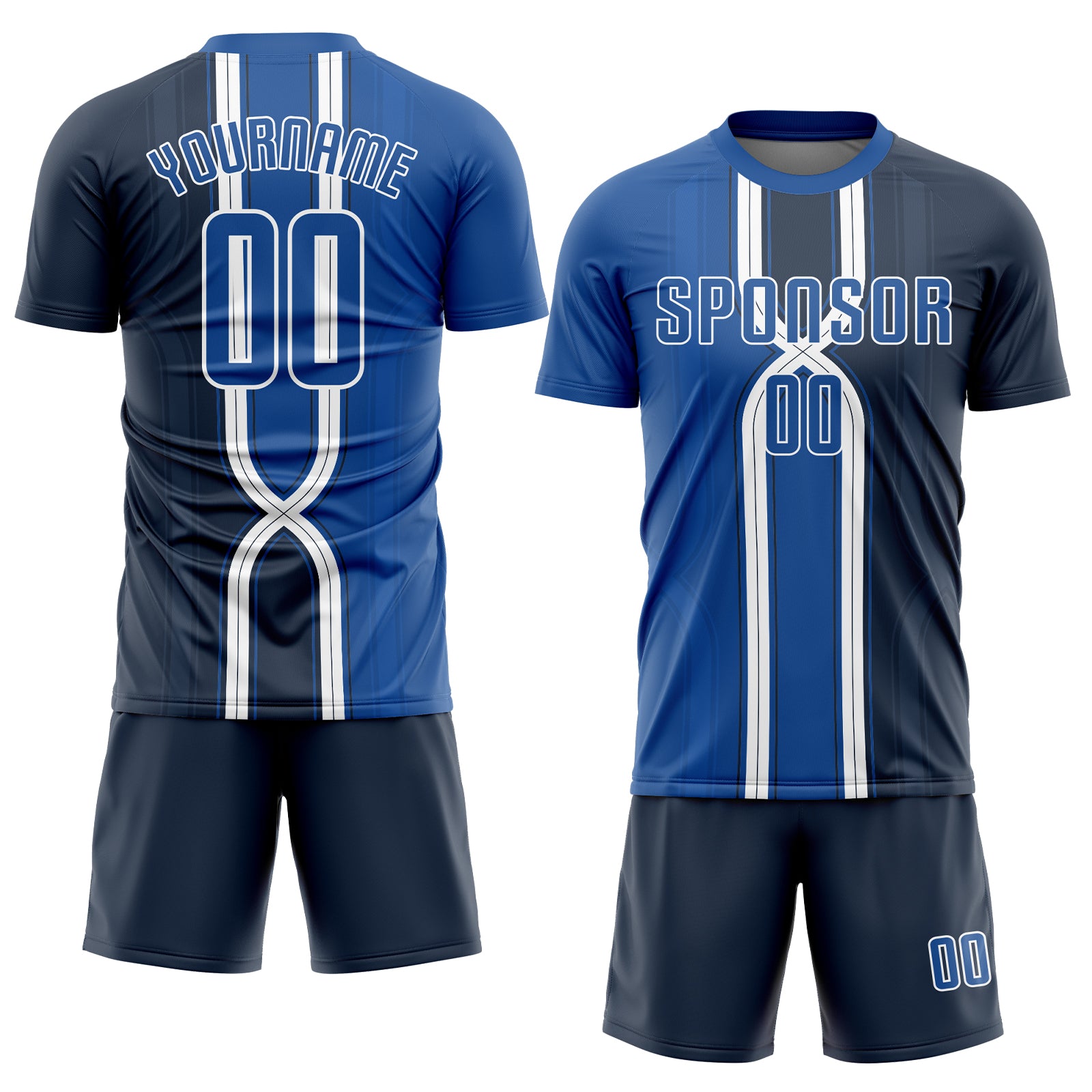Personalized Navy Royal-White Sublimation Soccer Uniform Jersey Team Custom Name and Number Custom Sublimation Soccer Jersey - Personalized Navy Royal-White Uniform with Name and Number Personalized Navy Royal-White - Image 2