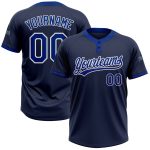 Custom Name and Number Navy Royal-White Unisex Softball Jersey - Personalized Two-Button Team Apparel Personalized Navy Royal-White