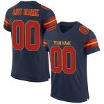 Custom Personalized Football Jersey with Navy and Scarlet-Gold Mesh, Your Name and Number Personalized Navy Scarlet-Gold