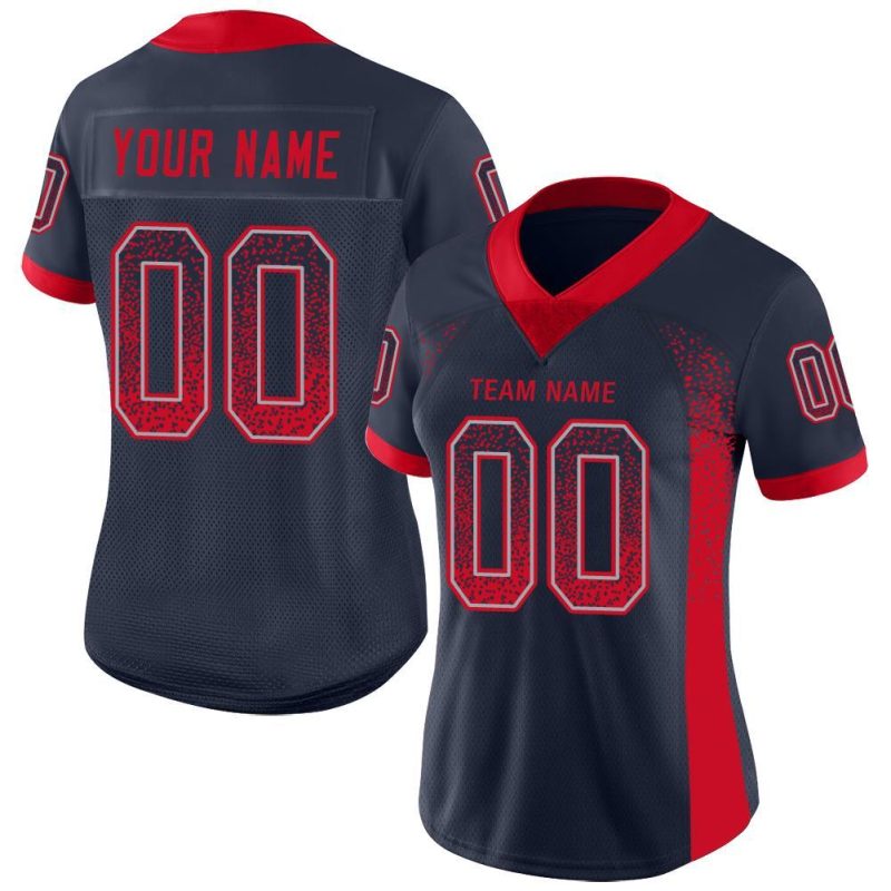 Custom Personalized Football Jersey with Name and Number - Navy Scarlet-Gray Mesh Drift Team Apparel Personalized Navy Scarlet-Gray