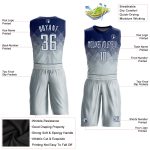 Custom Name Number Basketball Jersey Sublimation Suit - Personalized Navy Silver Round Neck Team Apparel Personalized Navy