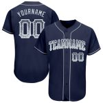 Personalized Custom Name and Number Baseball Jersey - Navy Silver White Authentic Drift Fashion Team Apparel Personalized