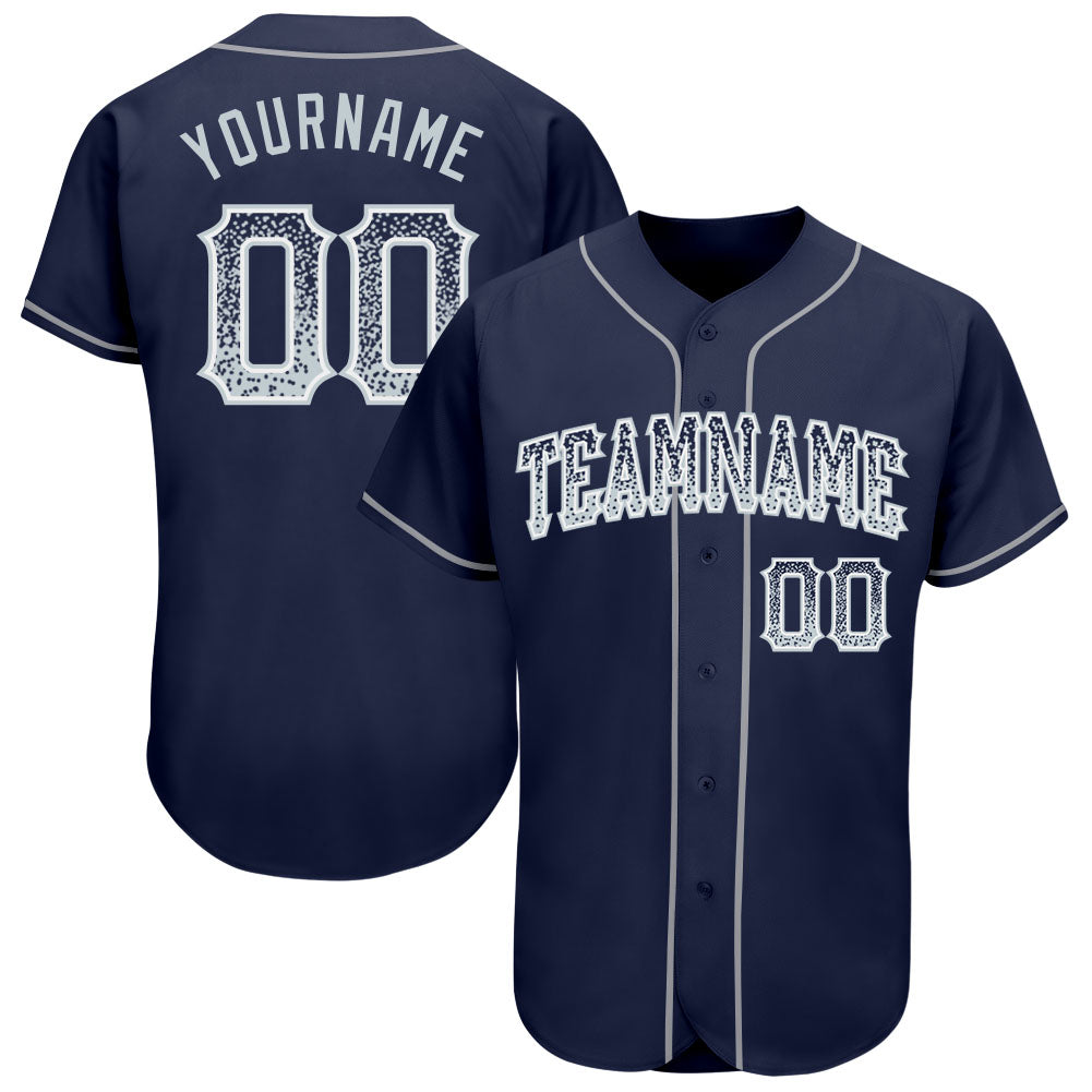 Personalized Custom Name and Number Baseball Jersey - Navy Silver White Authentic Drift Fashion Team Apparel Personalized