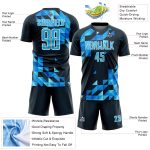 Custom Name and Number Soccer Jersey - Personalized Navy Blue & White Geometric Design Uniform Personalized Navy Sky Blue-White