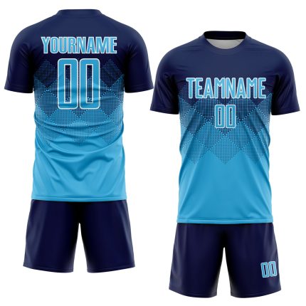 Custom Name and Number Soccer Jersey - Personalized Navy Sky Blue-White Uniform Personalized Navy Sky Blue-White Sublimation