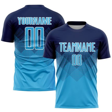 Custom Name and Number Soccer Jersey - Personalized Navy Sky Blue-White Uniform Personalized Navy Sky Blue-White Sublimation