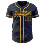 Custom Name and Number Personalized Baseball Jersey in Navy Steel Gray and Gold Splash Ink Design Personalized Navy Steel