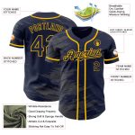 Custom Name and Number Personalized Baseball Jersey in Navy Steel Gray and Gold Splash Ink Design Personalized Navy Steel