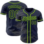 Custom Name and Number Baseball Jersey - Personalized Neon Green Splash Ink on Navy Steel Gray Personalized Navy Steel Gray