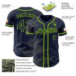 Custom Name and Number Baseball Jersey - Personalized Neon Green Splash Ink on Navy Steel Gray Personalized Navy Steel Gray