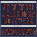 Personalized Custom Name and Number Authentic Baseball Jersey - Navy Steel Gray Splash Ink Orange Design Personalized Navy