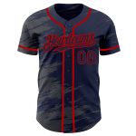 Custom Name and Number Authentic Baseball Jersey - Personalized Navy and Steel Gray Splash Ink Design Personalized Navy Steel
