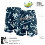 Personalized Hawaii Palm Trees Basketball Shorts with Custom Name & Number - Navy Gray-White 3D Pattern Personalized Navy