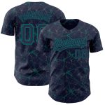 Personalized Navy Teal 3D Abstract Pattern Baseball Jersey with Custom Name & Number Personalized Navy Teal 3D Pattern Design