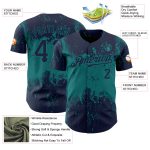 Personalized Baseball Jersey with Custom Name and Number - Navy Teal 3D Pattern Abstract Grunge Art Design Personalized Navy