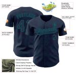 Custom Name and Number 3D Pattern Curve Lines Baseball Jersey in Navy Teal - Personalized Team Jersey Personalized Navy Teal