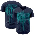 Custom Name and Number Baseball Jersey - Personalized Navy Teal 3D Dripping Splatter Art Design Authentic Team Gear Personalized